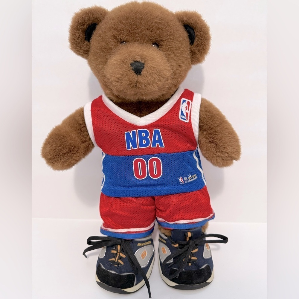 Build-A-Bear Stuffed Animal wearing matching NBA Jersey, Shorts and Sketchers